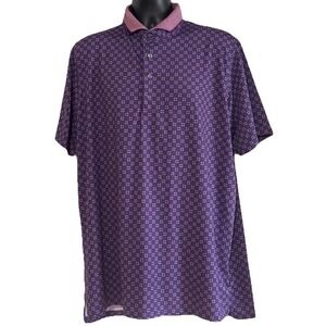 Greyson Golf Polo Pineapple Shirt Men's XL Purple Geometric Textured Collar